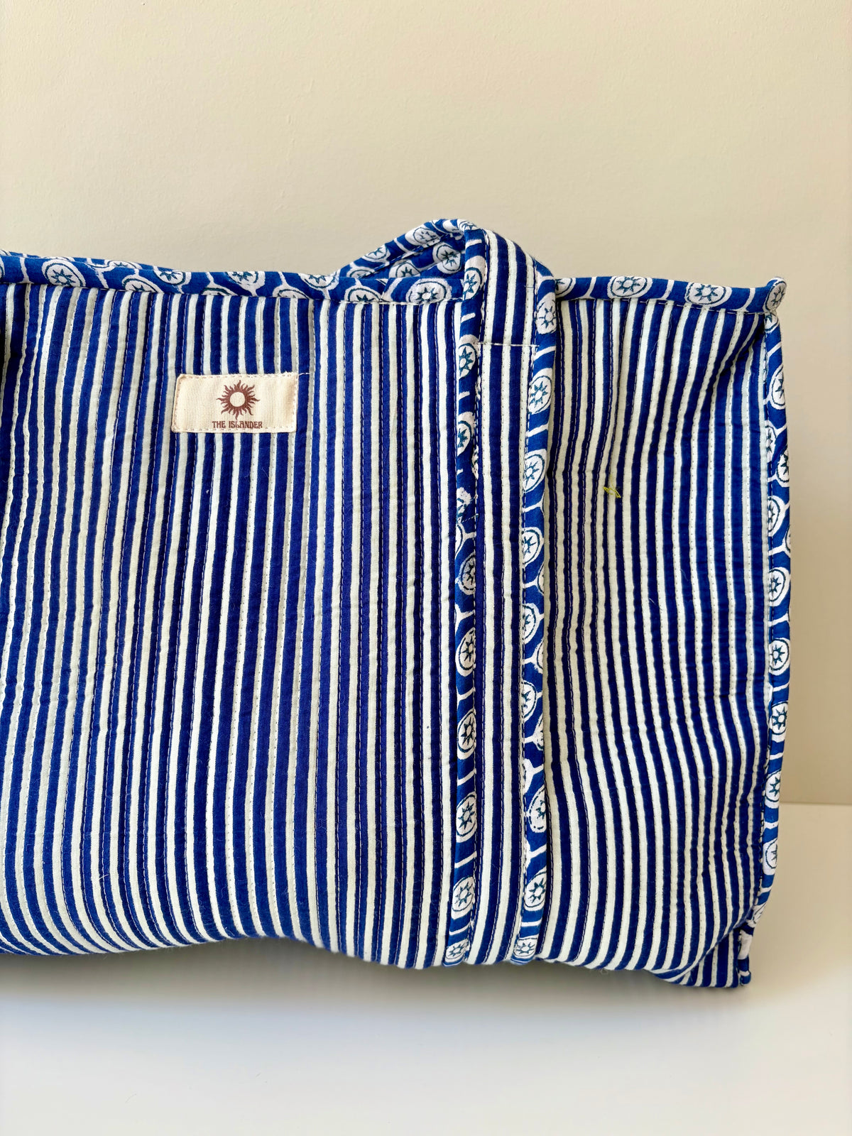 Blue & White Stripes Large Tote Bag