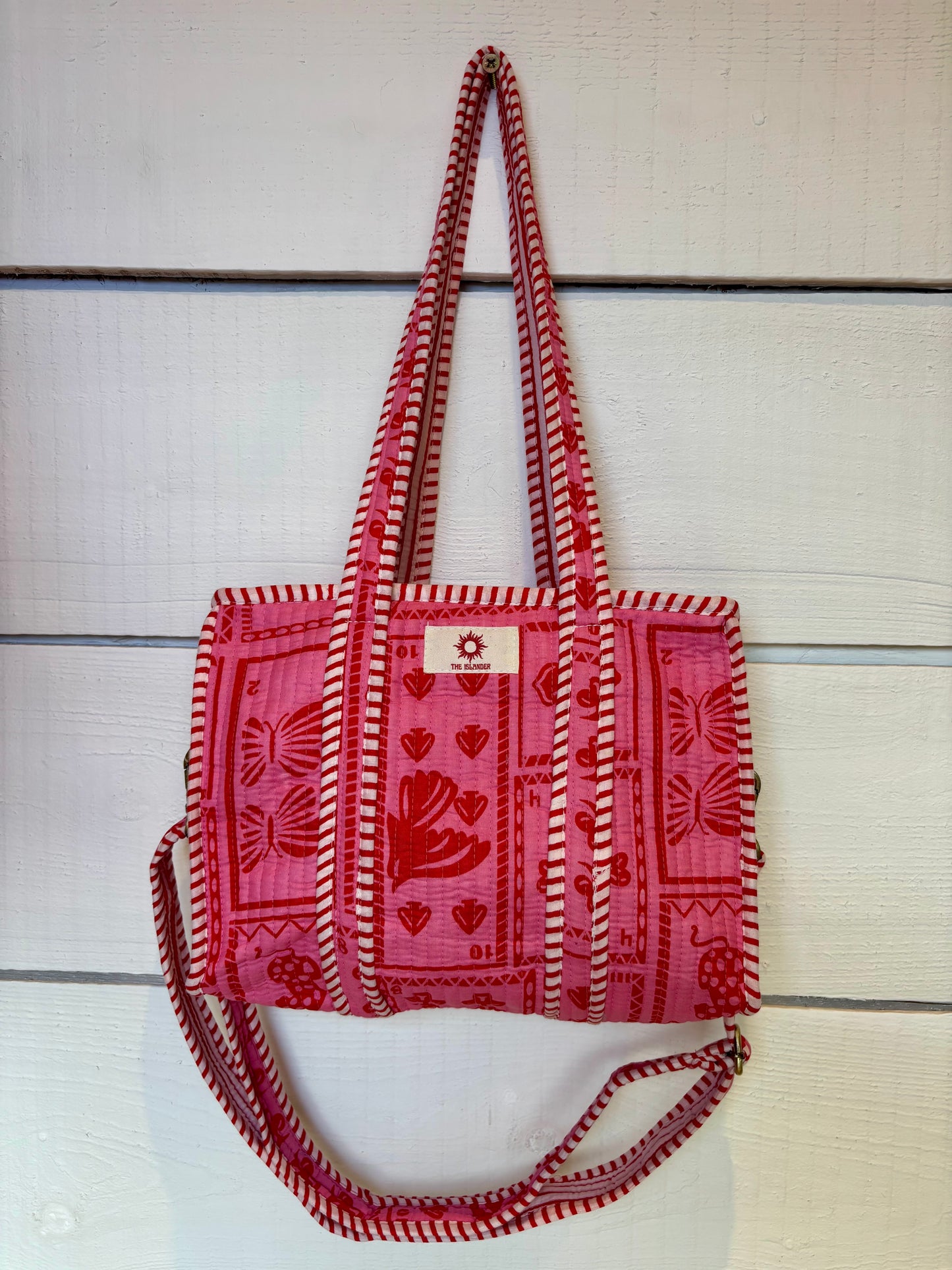 Pink/Red Block Print Mini Tote Bag