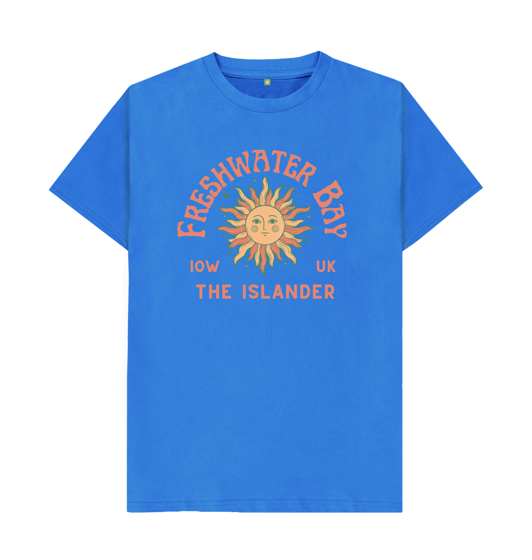 Bright Blue Freshwater Bay - Mens\/Unisex Tshirt - Sunshine and stars - The Islander