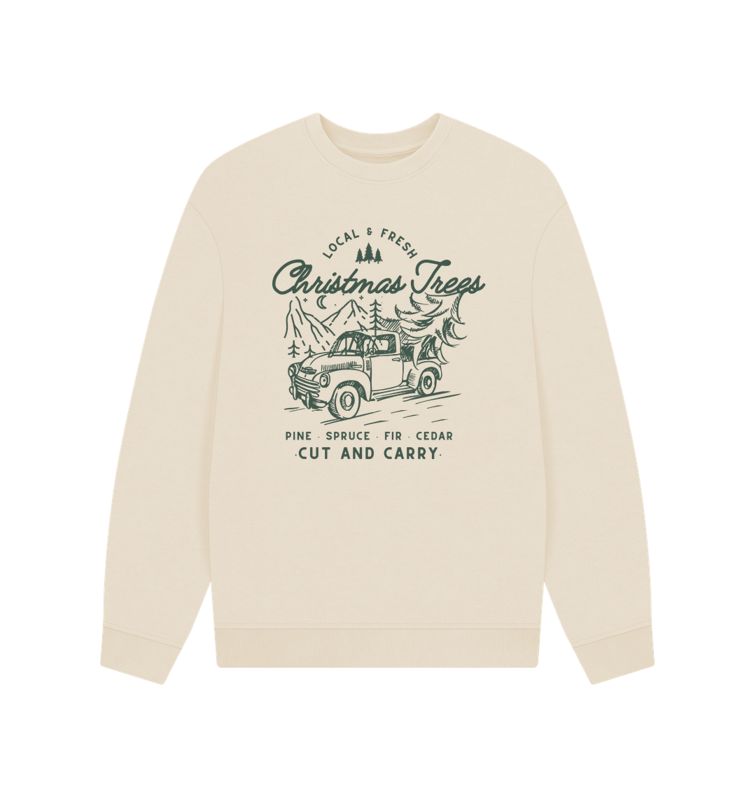 Oat Local Christmas Tree's - Unisex Oversized Style Sweatshirt - Organic Cotton