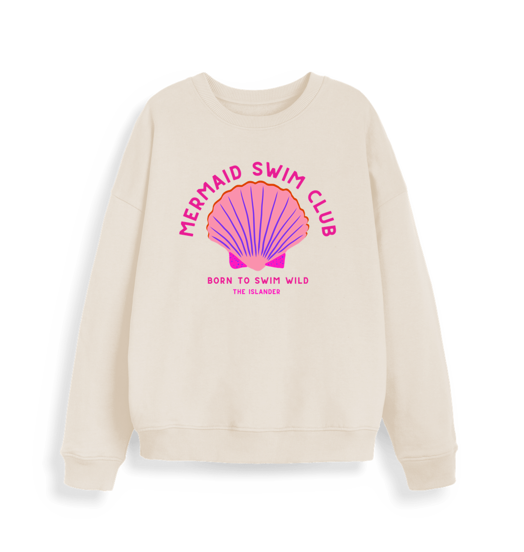 Natural Raw Mermaid Swim Club - Women's Oversized Style Sweatshirt