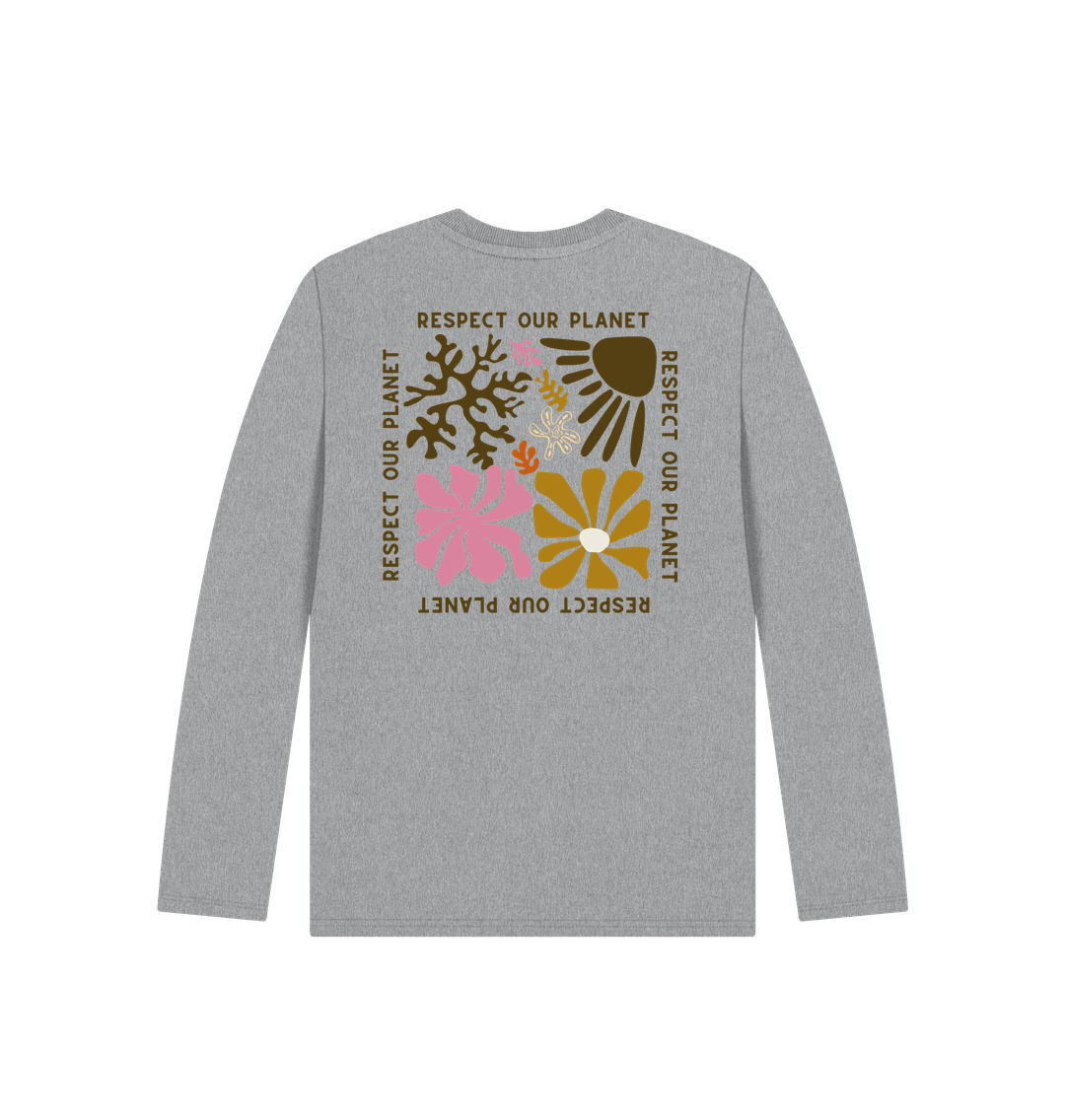 Respect Our Planet - Kids Long Sleeve T Shirt  - Organic Cotton