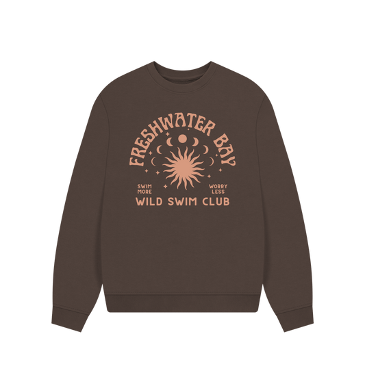 Chocolate Freshwater Bay - Wild Swim Club - Women's Oversized Style Sweatshirt - Wild Swimming