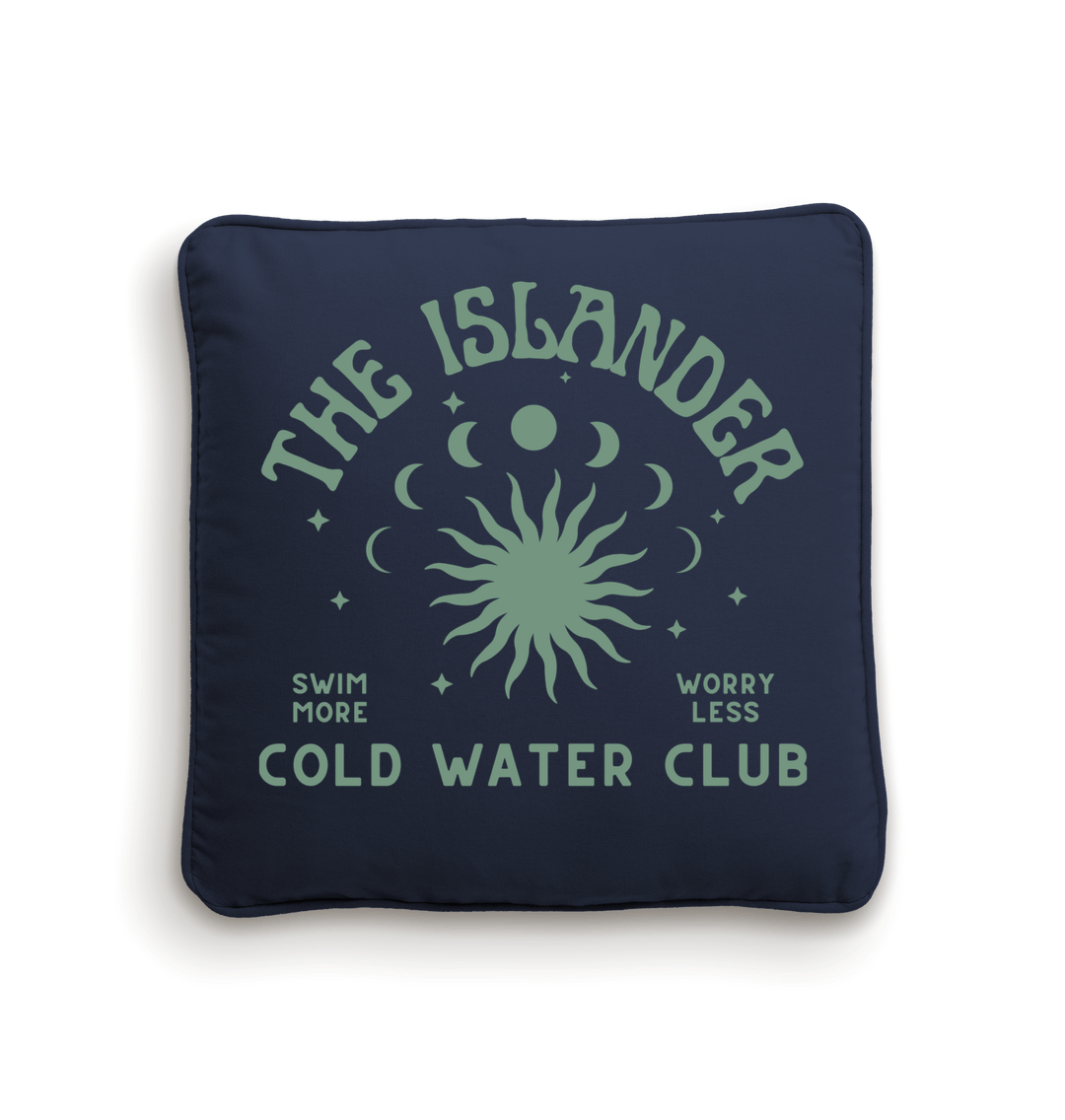 Natural/French Navy Cold Water Club -  Fairtrade Organic Cotton Canvas Cushion Cover - 40x40cm