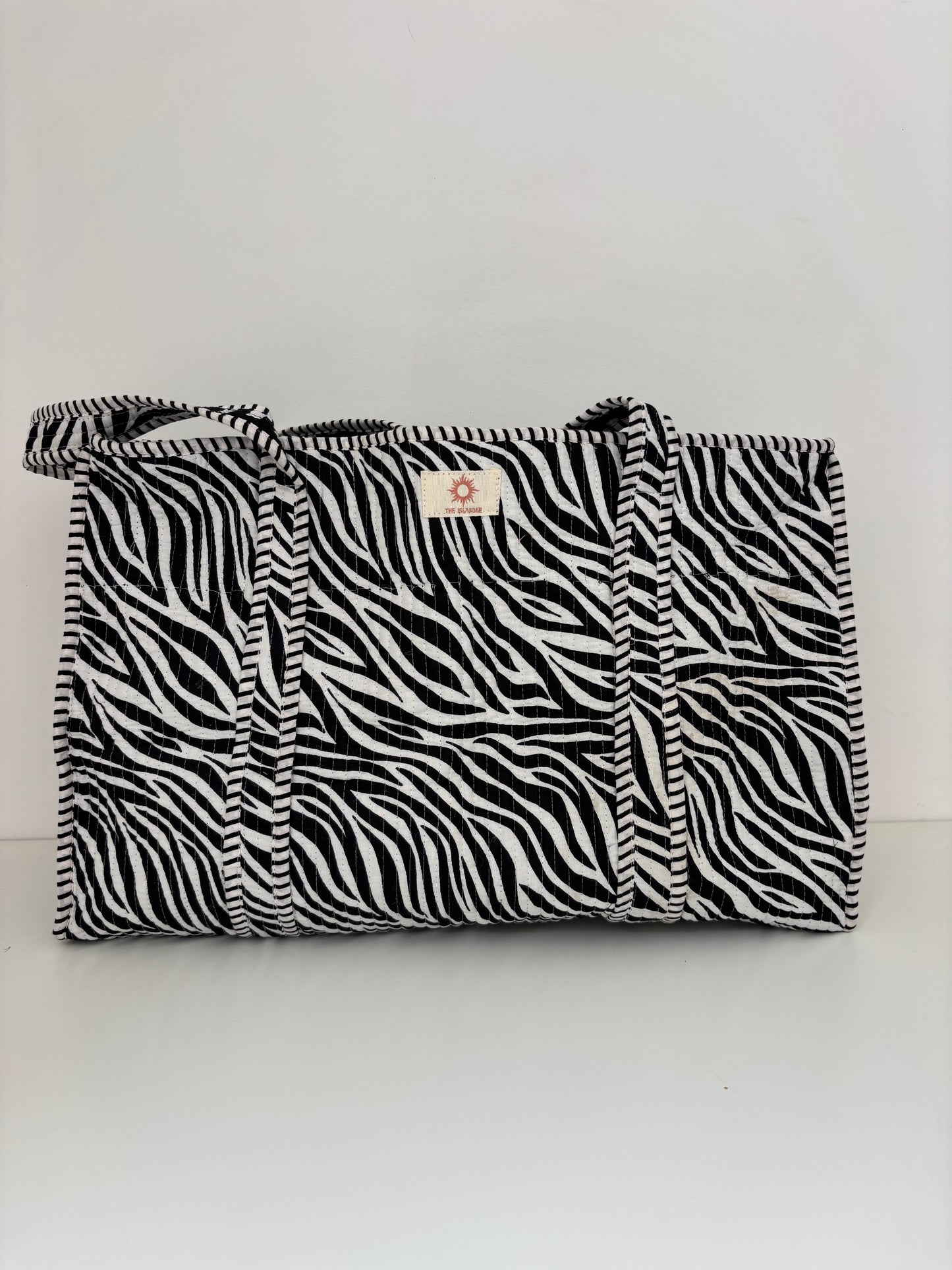 Zebra Large Quilted Tote Bag (With or Without Zip)
