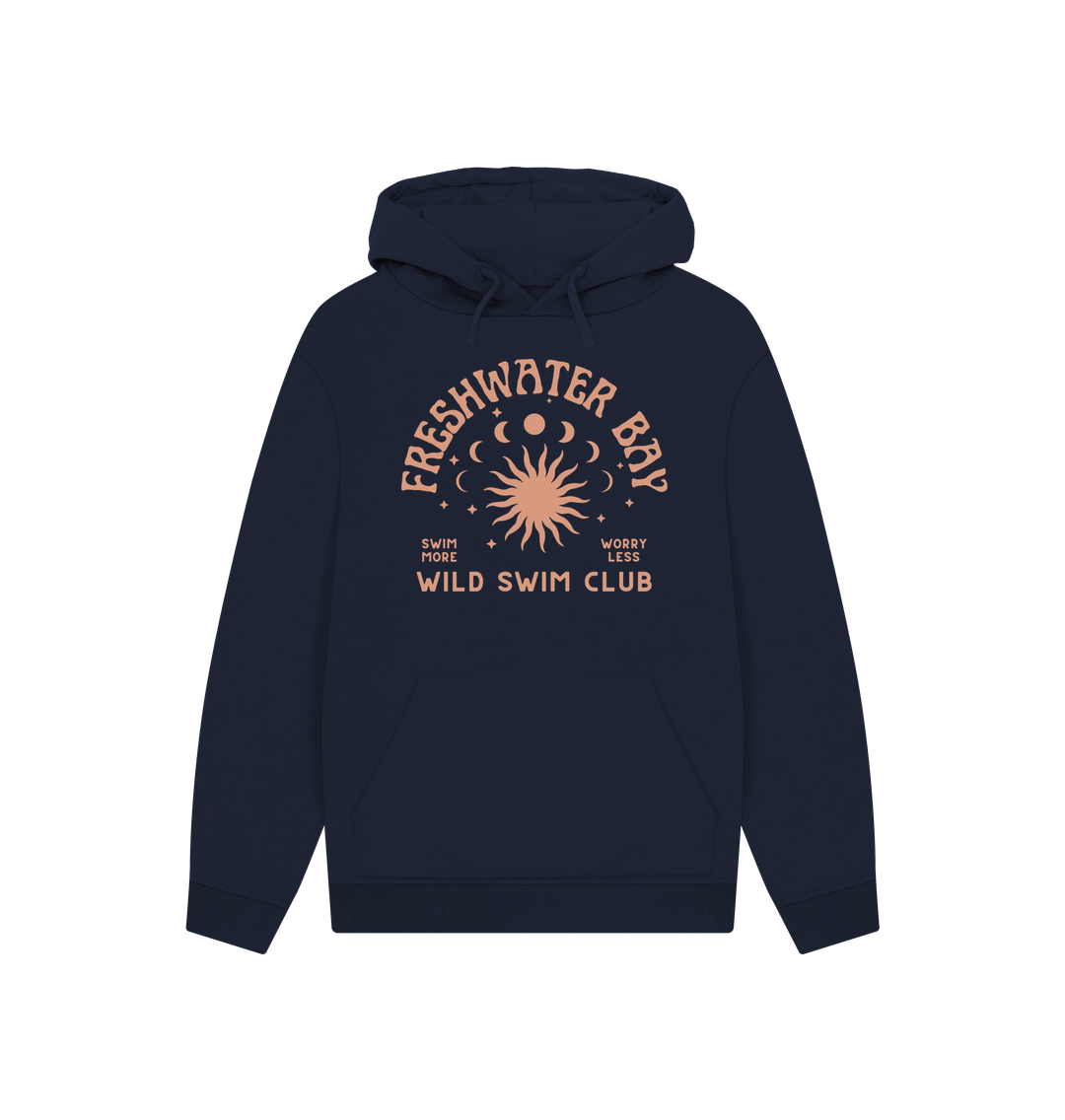 Navy Freshwater Bay - Wild Swim Club - Unisex Oversized Fit Hoodie - Organic Cotton