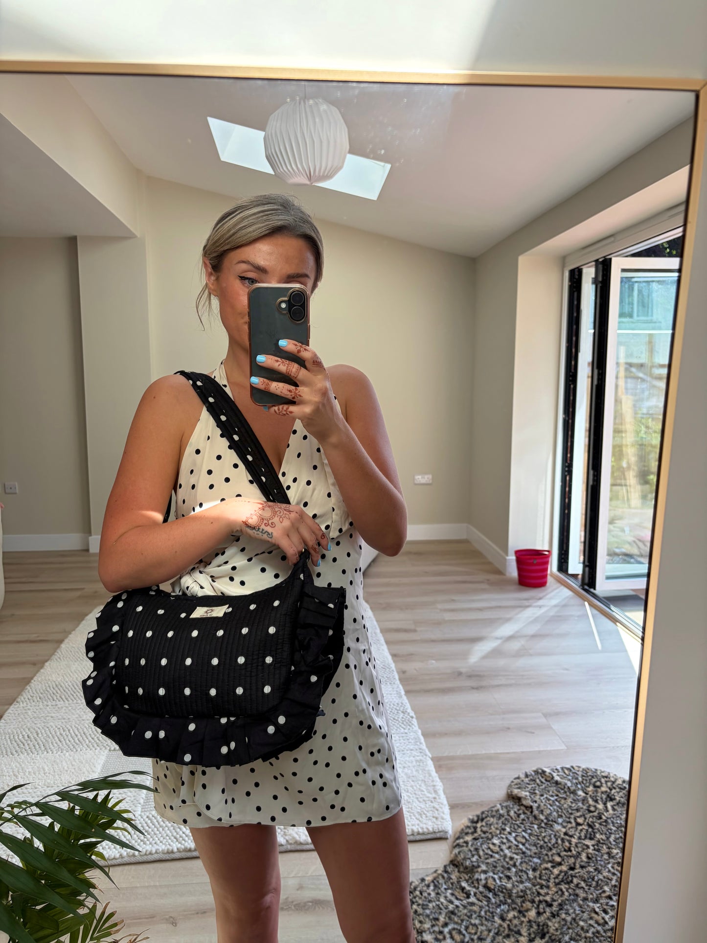 Black Polka Dot Frill Side Mini