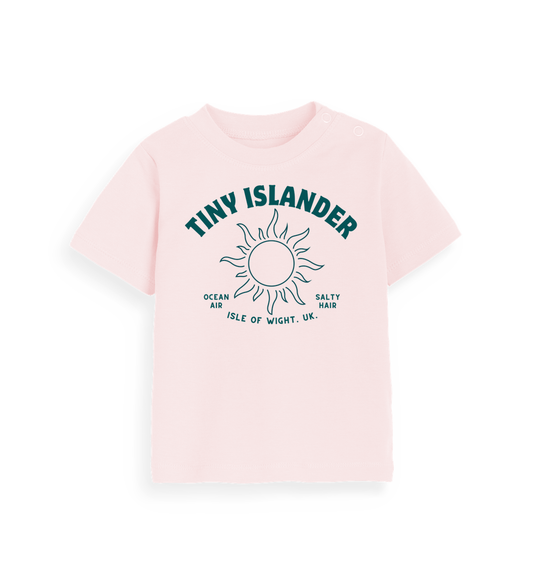 Powder Pink Tiny Islander Blue - Organic Cotton Baby T Shirt