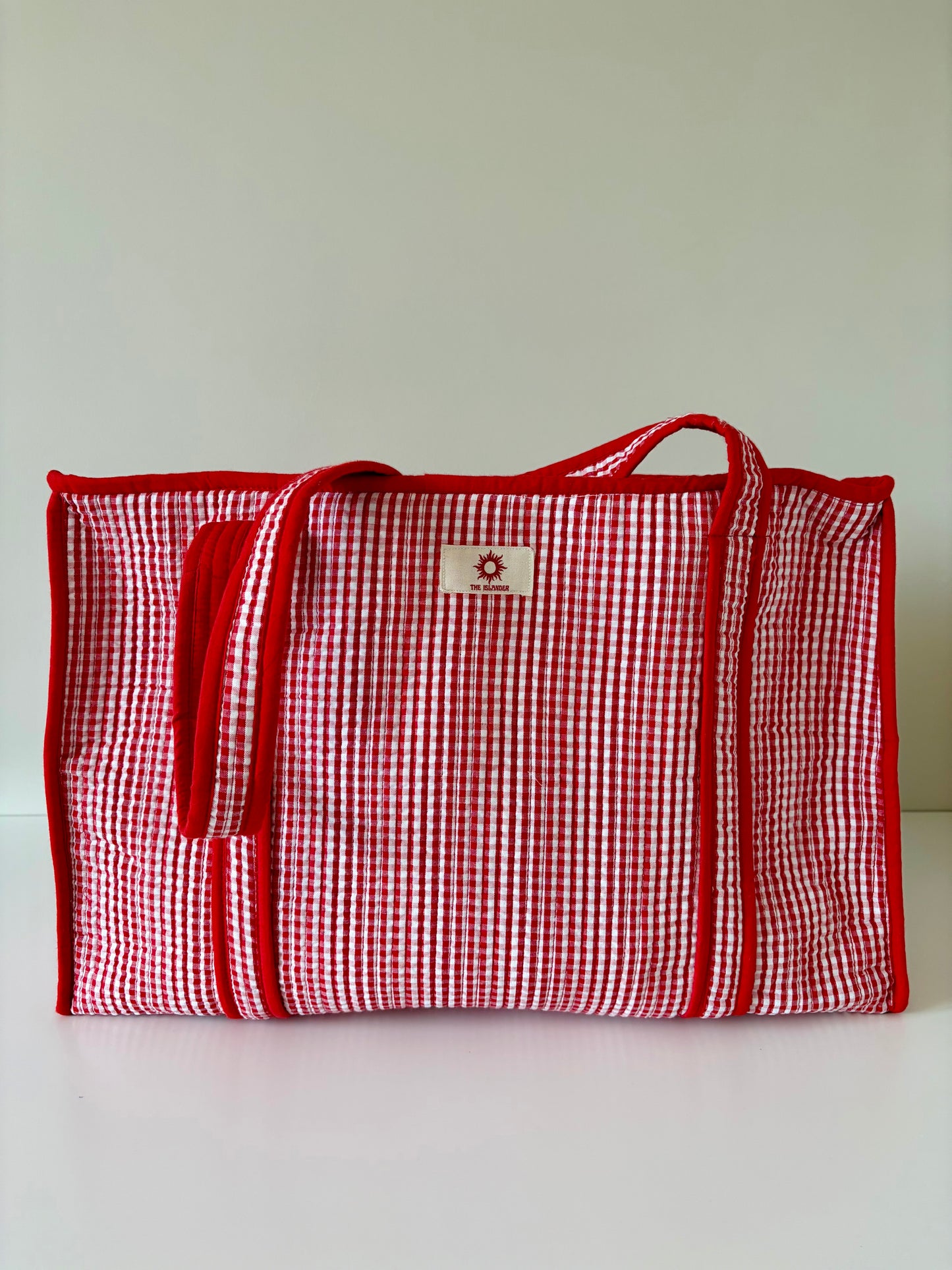 Red Gingham Large Zipped Tote Bag