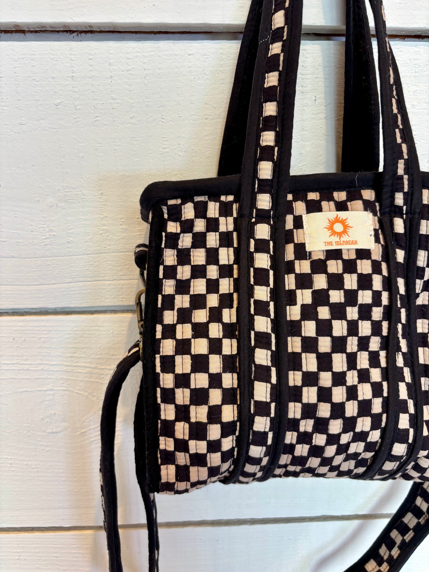 Black Checkerboard Mini Tote Bag