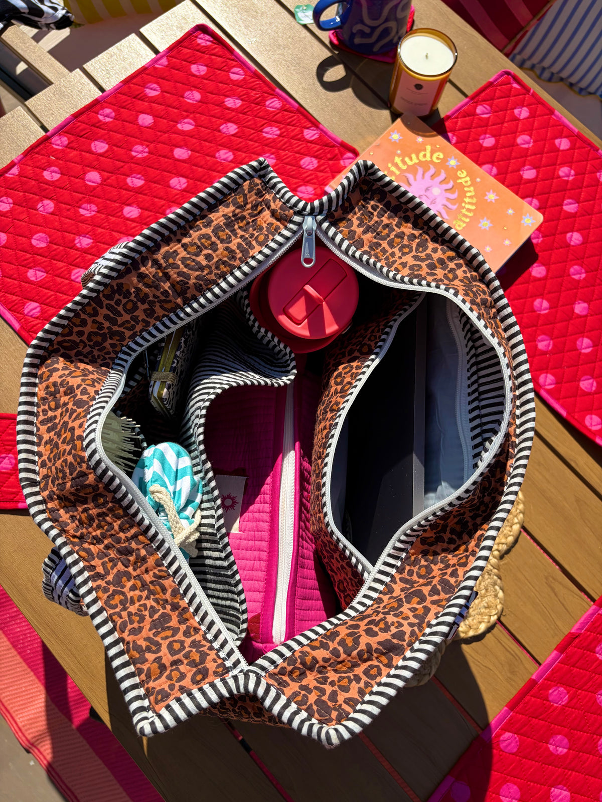 Leopard Print Compartment Organiser Tote Bag