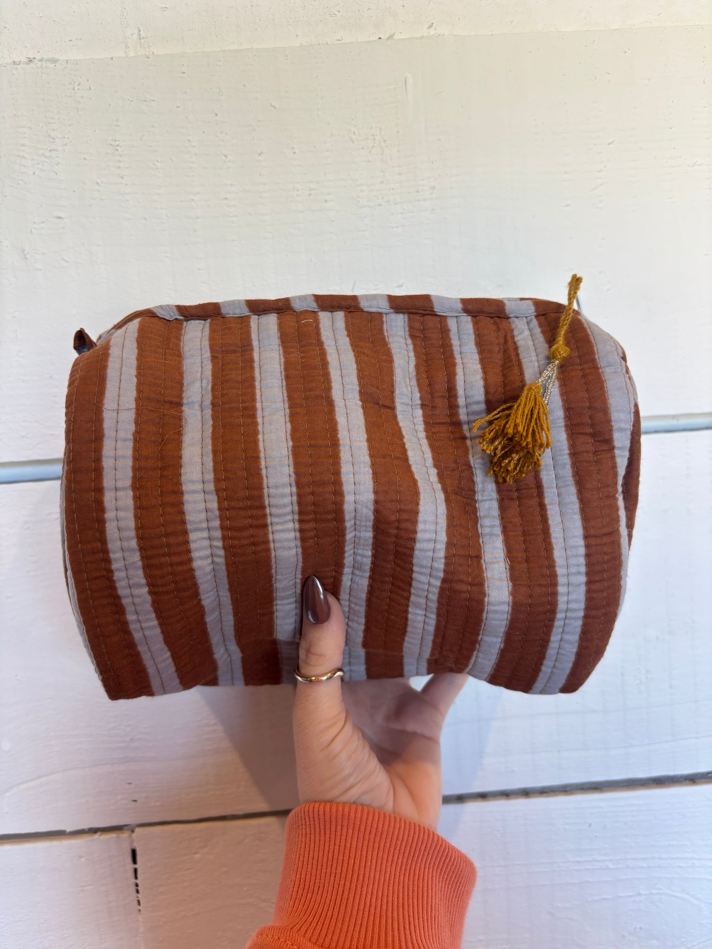 Brown & Grey Stripes Tote Bag Set