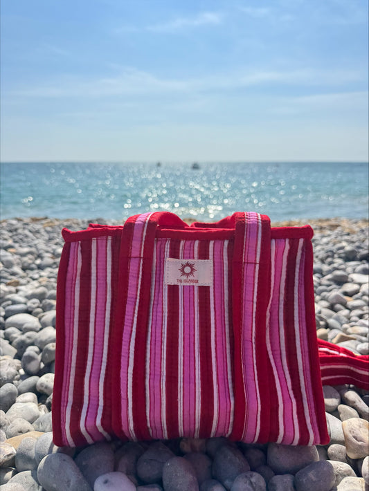 Pink & Red Stripe Mini Tote Bag