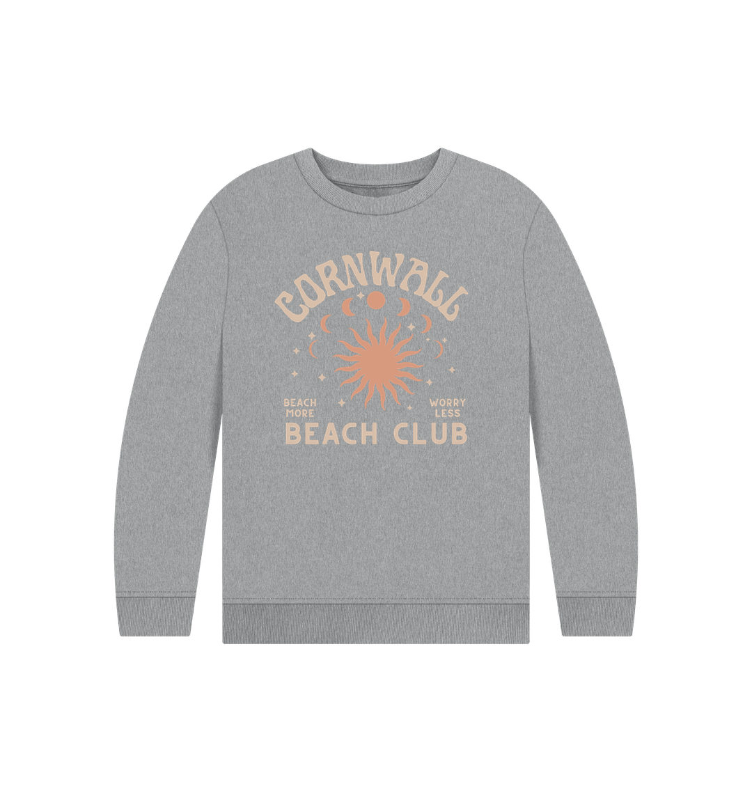 Athletic Grey Cornwall Beach Club - Kids Sweatshirt - Organic Cotton