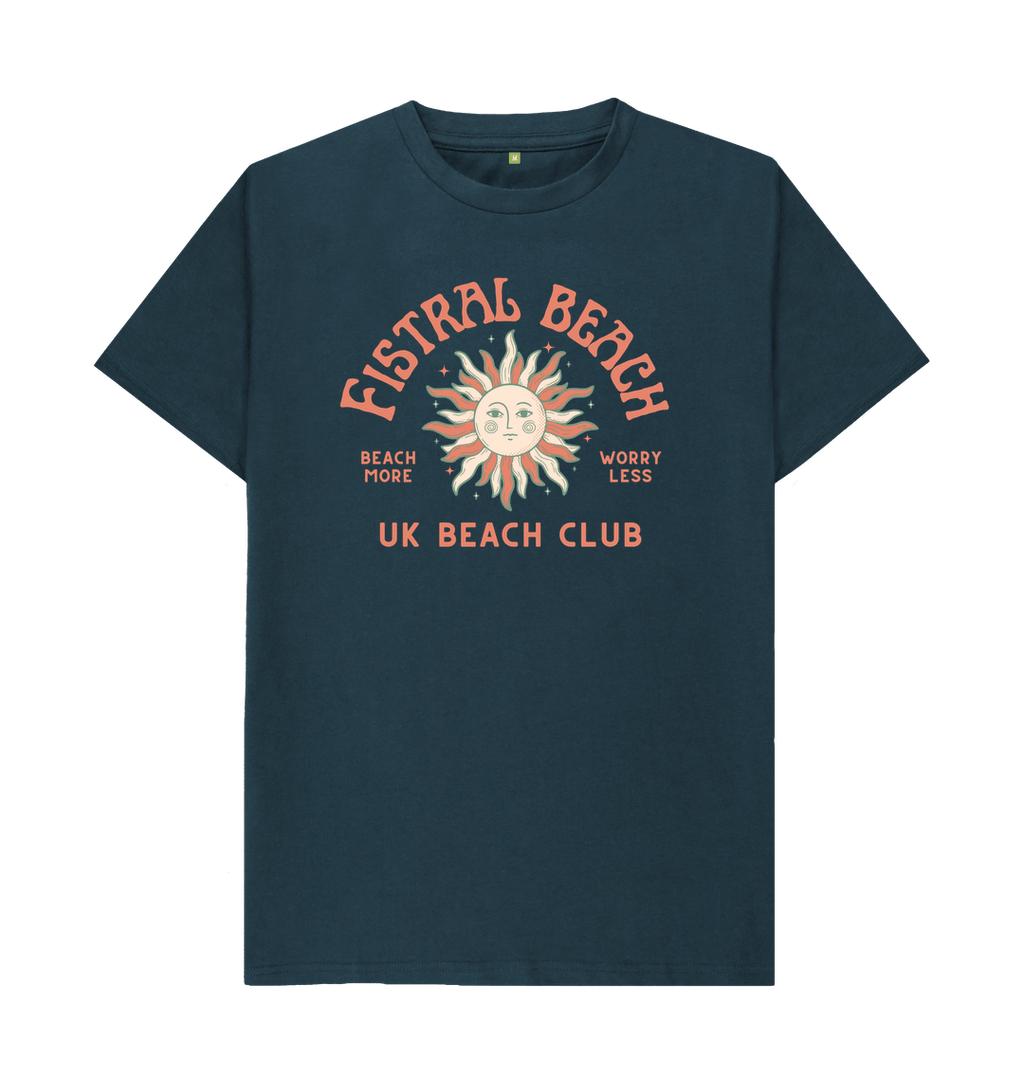 Denim Blue Fistral Beach - UK Beach club Tee - Unisex Tshirt - Beach More\/Worry Less