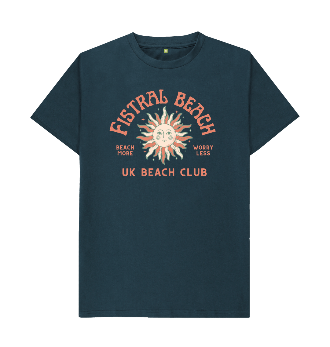 Denim Blue Fistral Beach - UK Beach club Tee - Unisex Tshirt - Beach More\/Worry Less