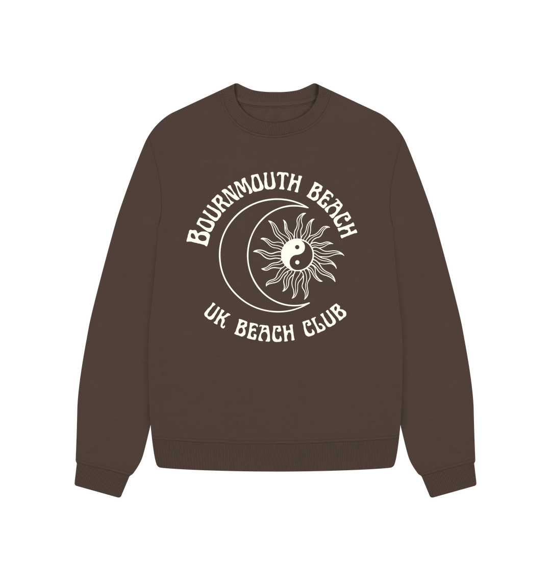 Chocolate Bournemouth Beach - UK Beach club  - Women's oversized sweatshirt- Sun and Moon design