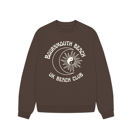 Chocolate Bournemouth Beach - UK Beach club  - Women's oversized sweatshirt- Sun and Moon design