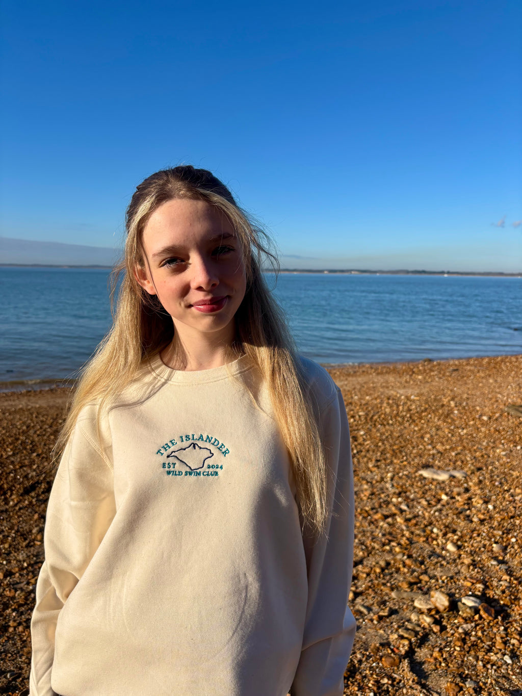 Isle of Wight Embroidered - Wild Swim Club Design - Medium weight Sweatshirt - Medium Fit