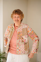 Beige Patchwork Quilted Jackets