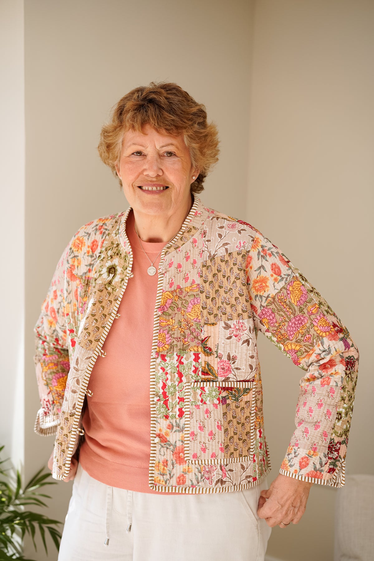Beige Patchwork Quilted Jackets
