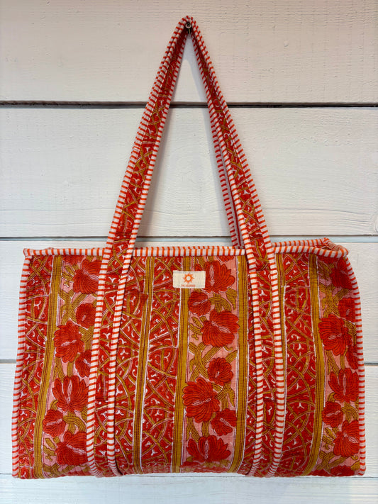Sunset Blossom Large Zipped Tote Bag
