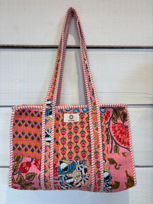 Peach/Pink Patchwork Midi Tote