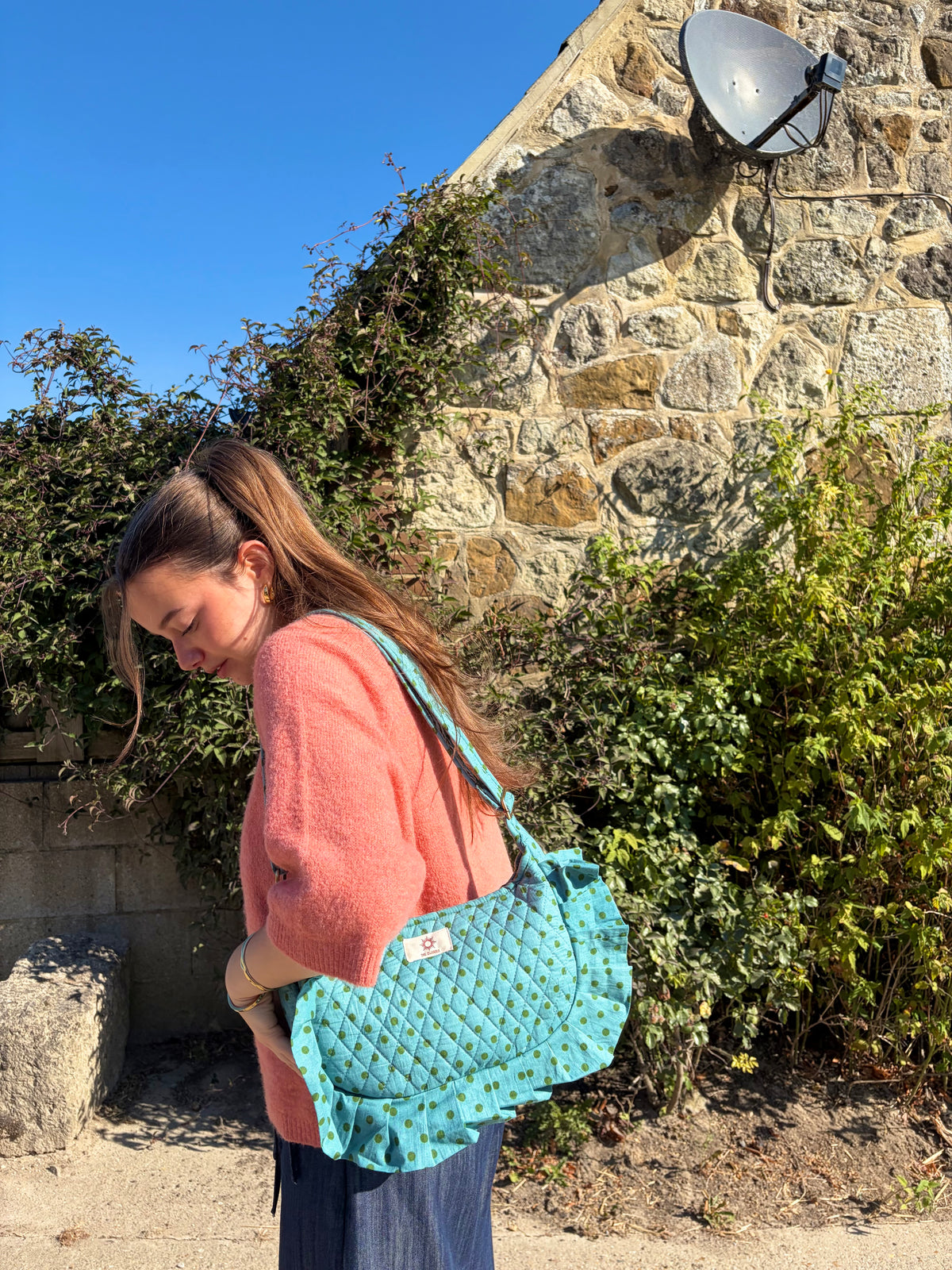 Blue Polka Frill Side Mini