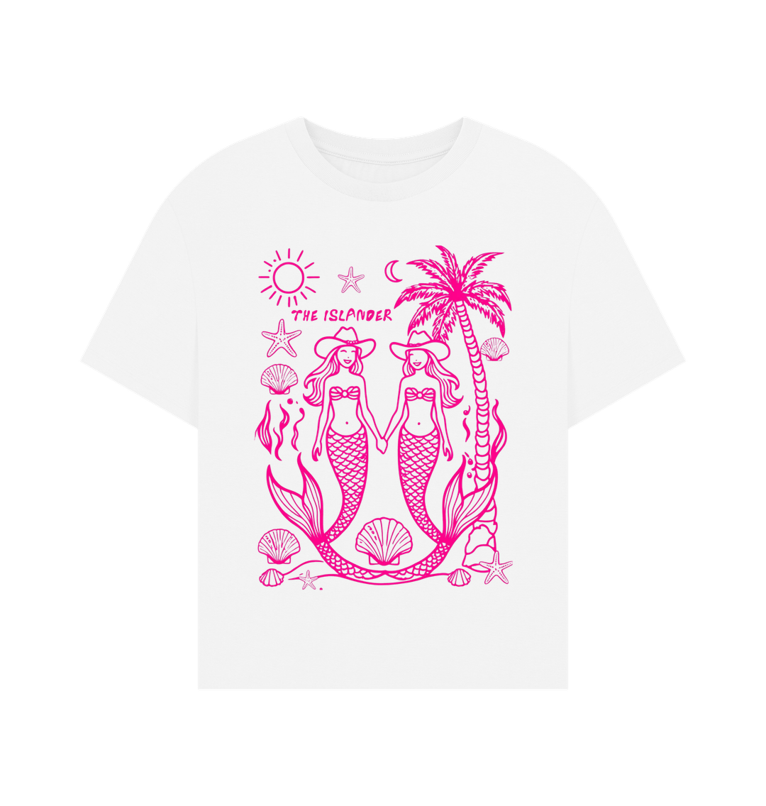White Coastal Cowgirl Mermaid - Women's Oversized Style Heavyweight T Shirt - Organic Cotton