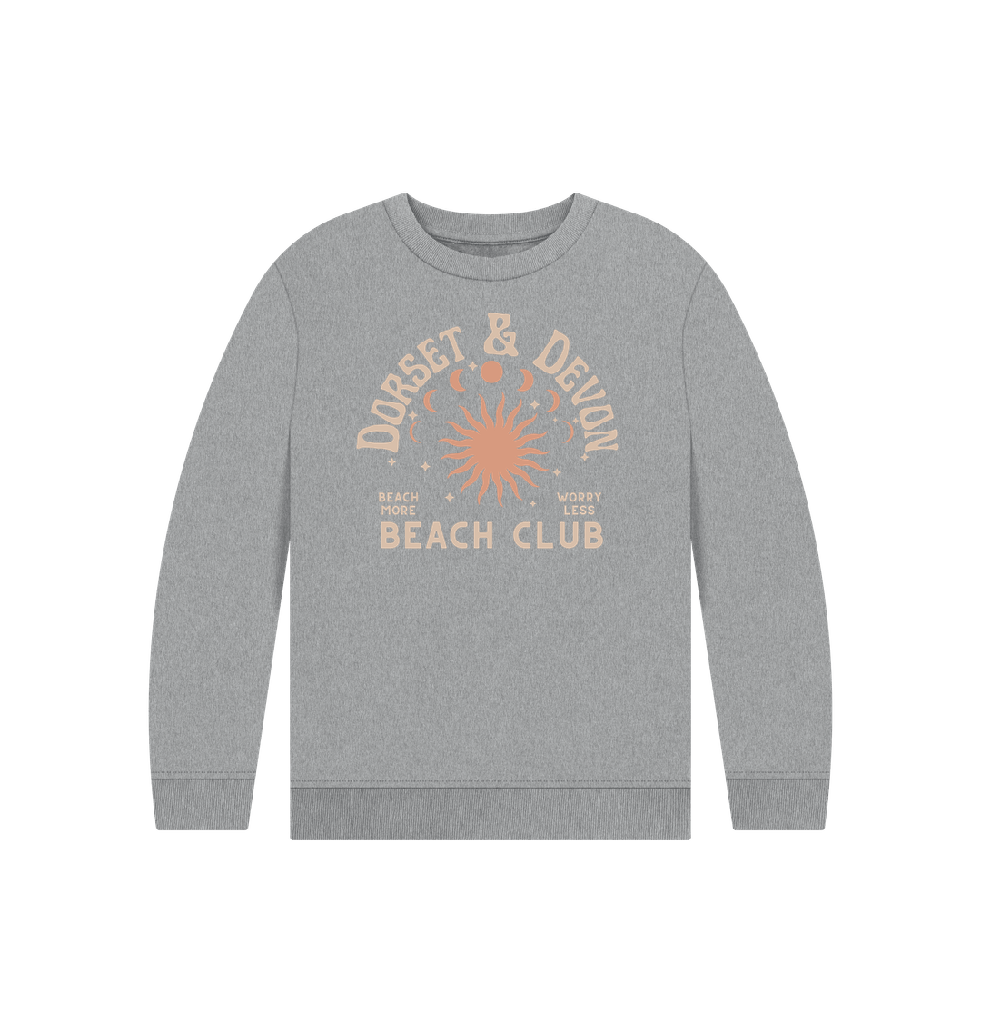 Athletic Grey Dorset & Devon Beach Club - Kids Sweatshirt - Organic Cotton