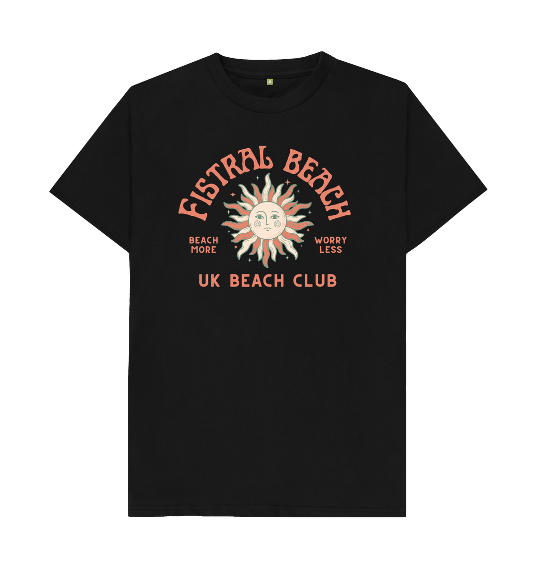 Black Fistral Beach - UK Beach club Tee - Unisex Tshirt - Beach More\/Worry Less