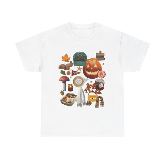 Autumn favourites Cosy Season, Unisex Cotton Shirt for Fall, Spooky Season Apparel, Ghosts & Pumpkins T-Shirt, Casual Halloween Gift,