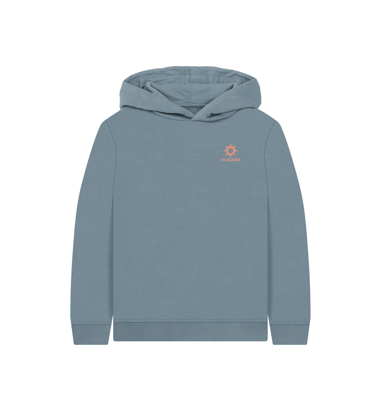 Stone Blue Printed Kids Hoodie Front