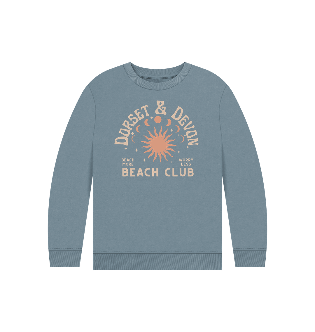 Stone Blue Dorset & Devon Beach Club - Kids Sweatshirt - Organic Cotton