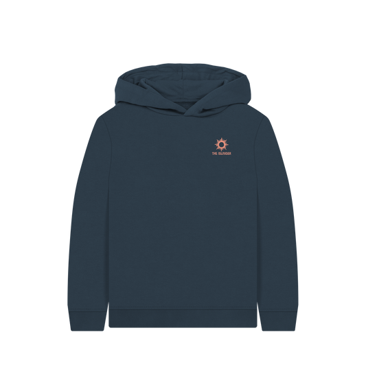 Navy Blue Printed Kids Hoodie Front