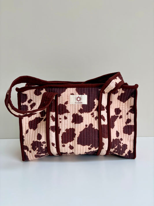 Cow Print Midi Tote Bag