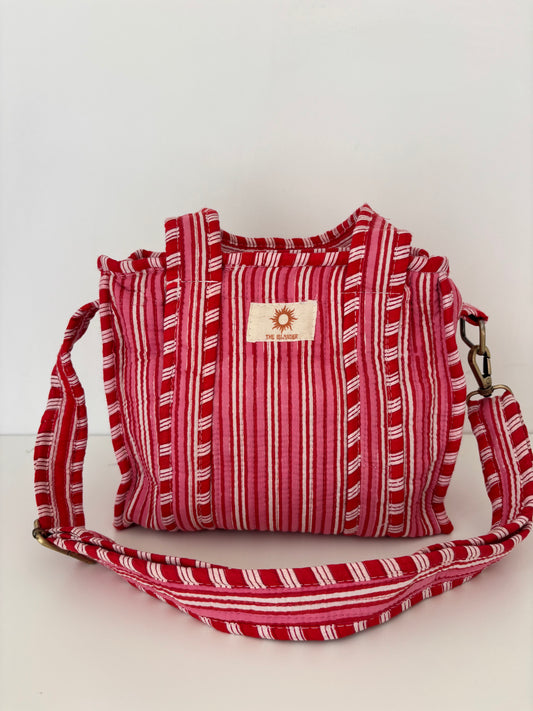Pink/Red Stripe Mini Tote Bag