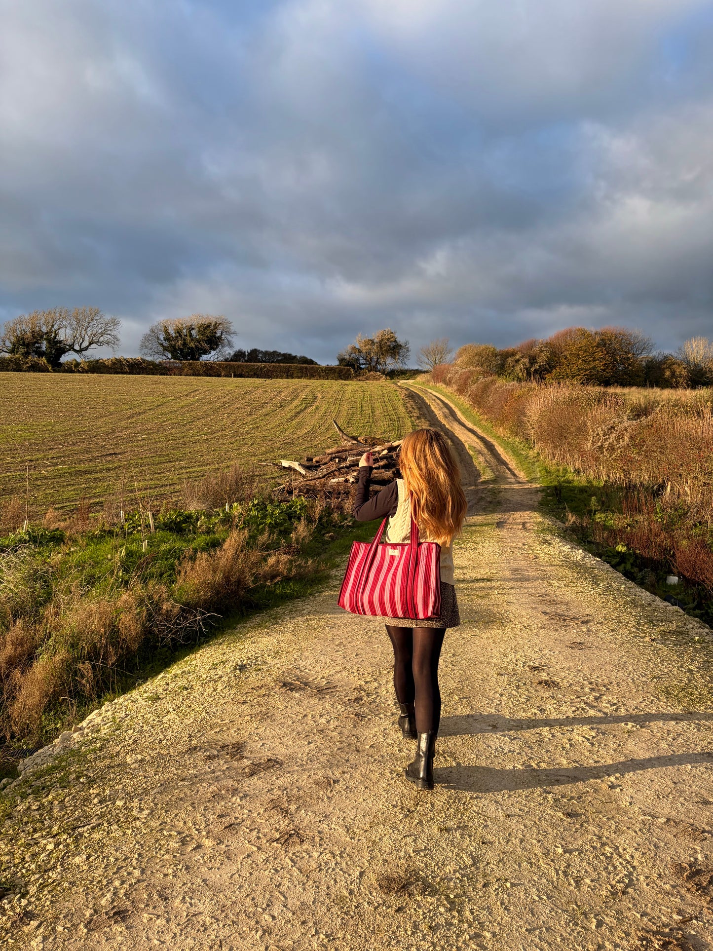 Burgundy & Pink Large Tote Bag