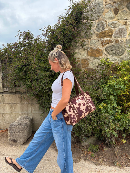 Cow Print Midi Tote Bag