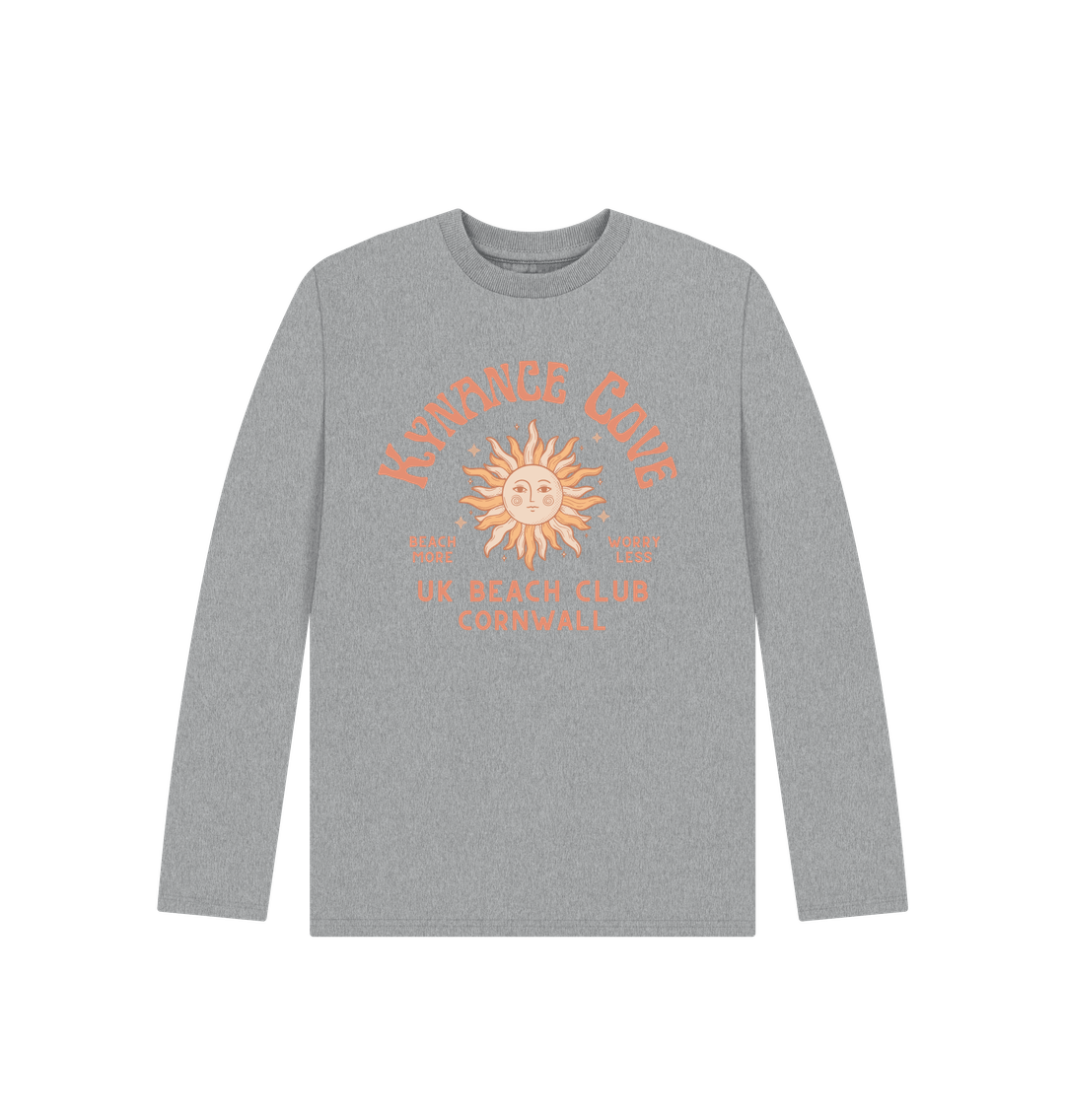 Athletic Grey Kynance Cove - Cornwall - Kids Long Sleeve T Shirt - Organic Cotton