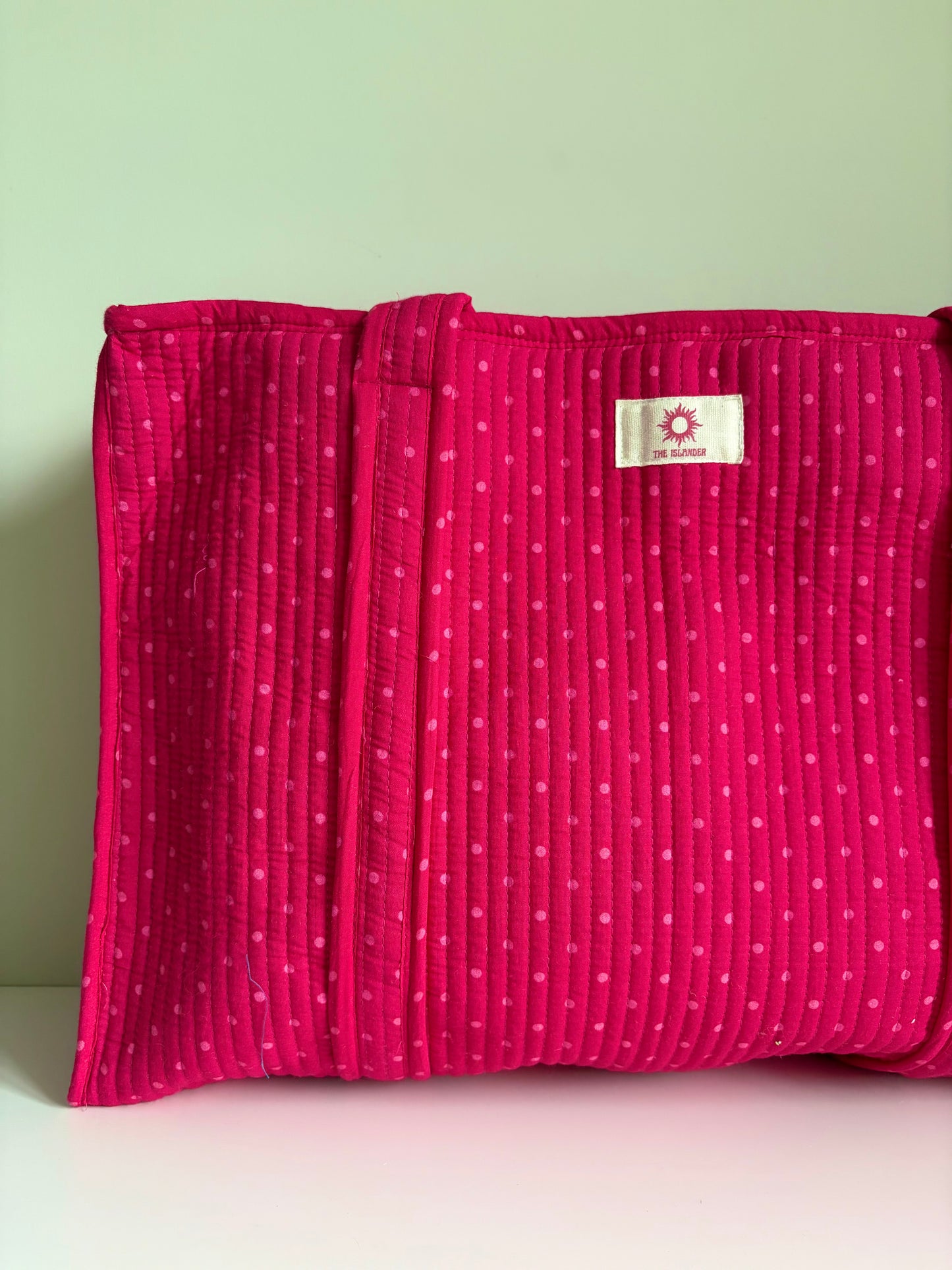Pink Polka Dot Large Tote Bag