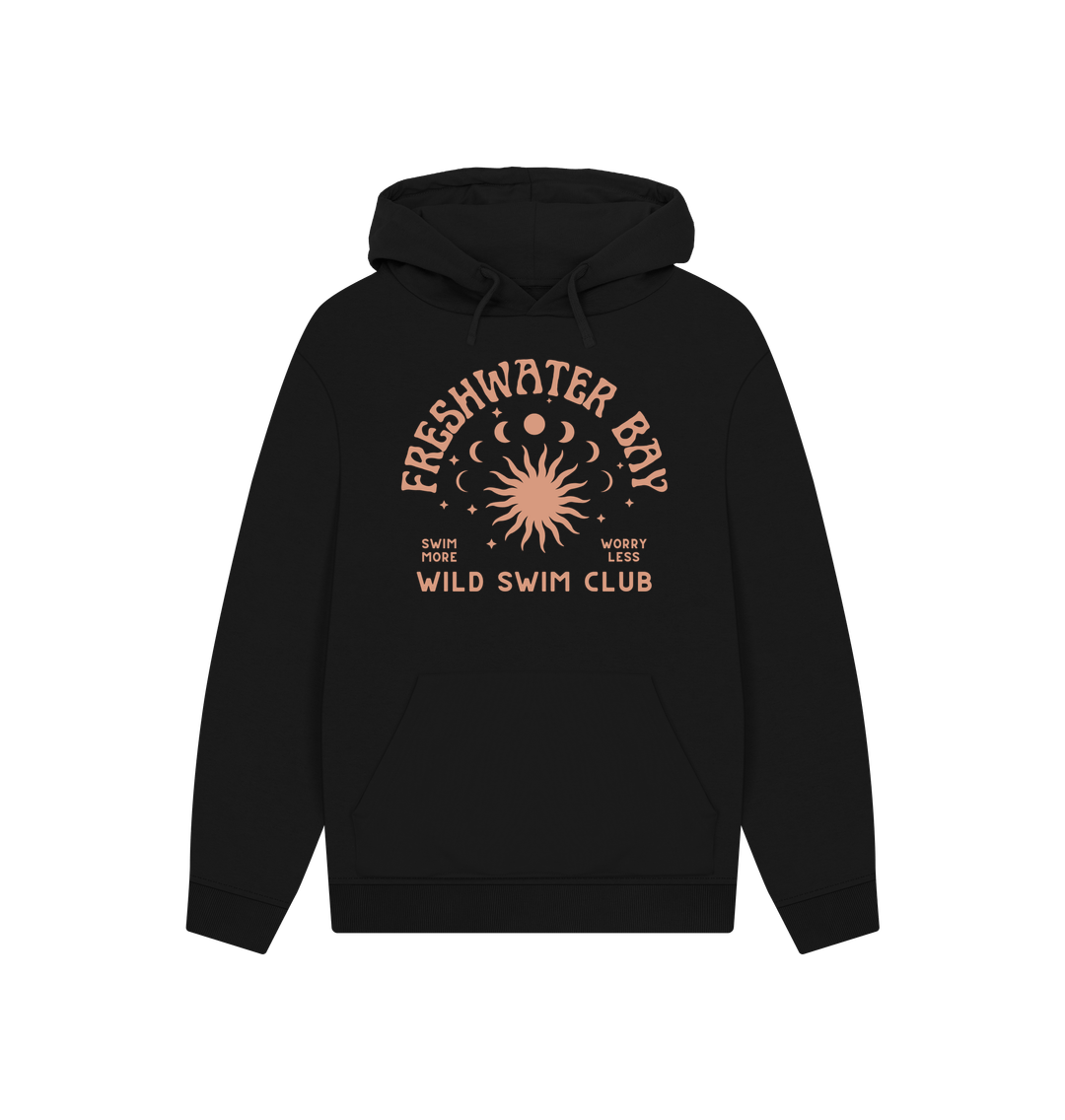 Black Freshwater Bay - Wild Swim Club - Unisex Oversized Fit Hoodie - Organic Cotton