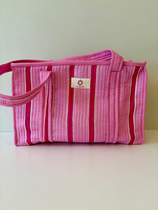 Pink Stripes Midi Tote Bag