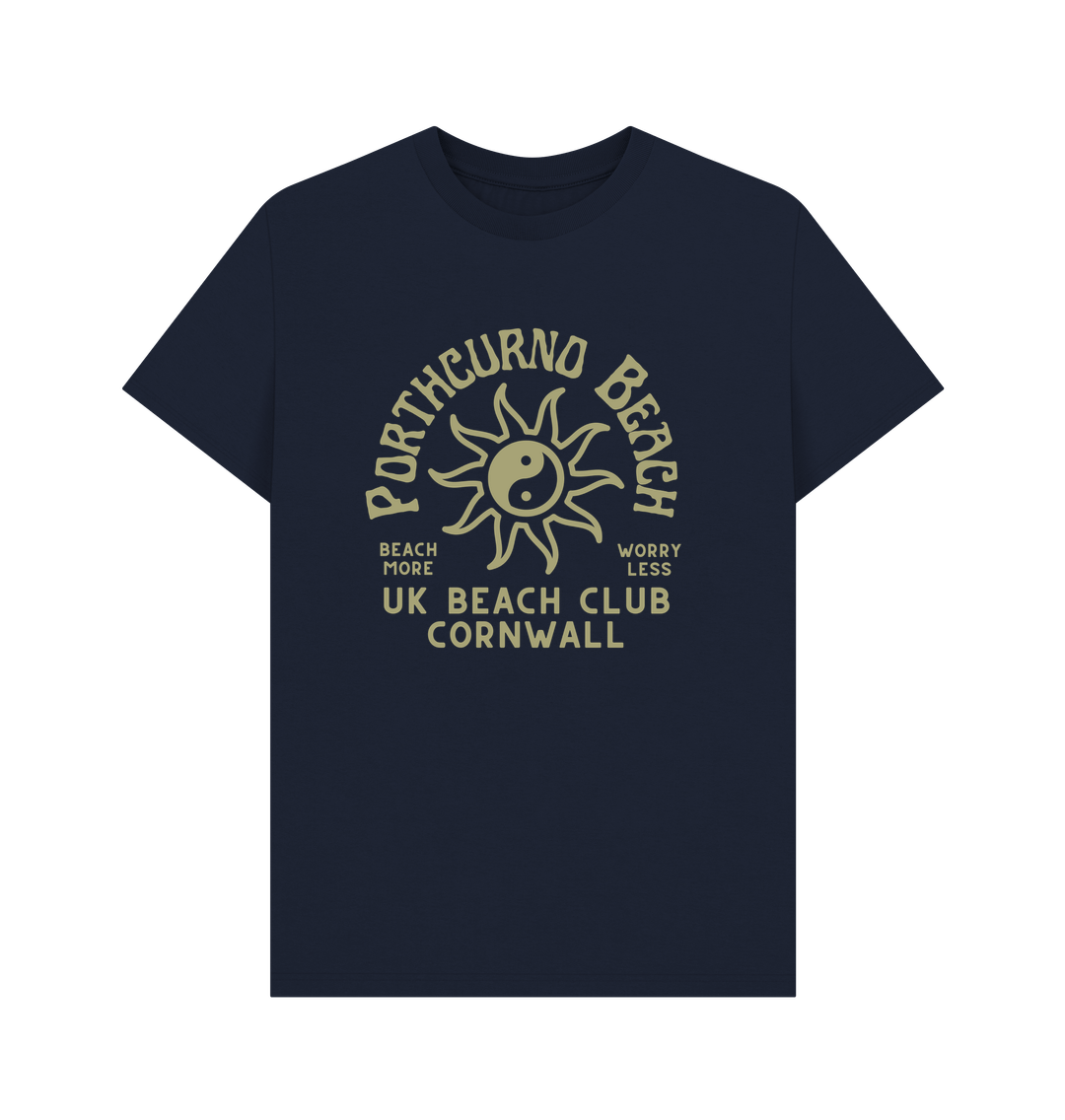 Navy Blue Porthcurno Beach - UK Beach Club - Unisex Tshirt - Cornwall