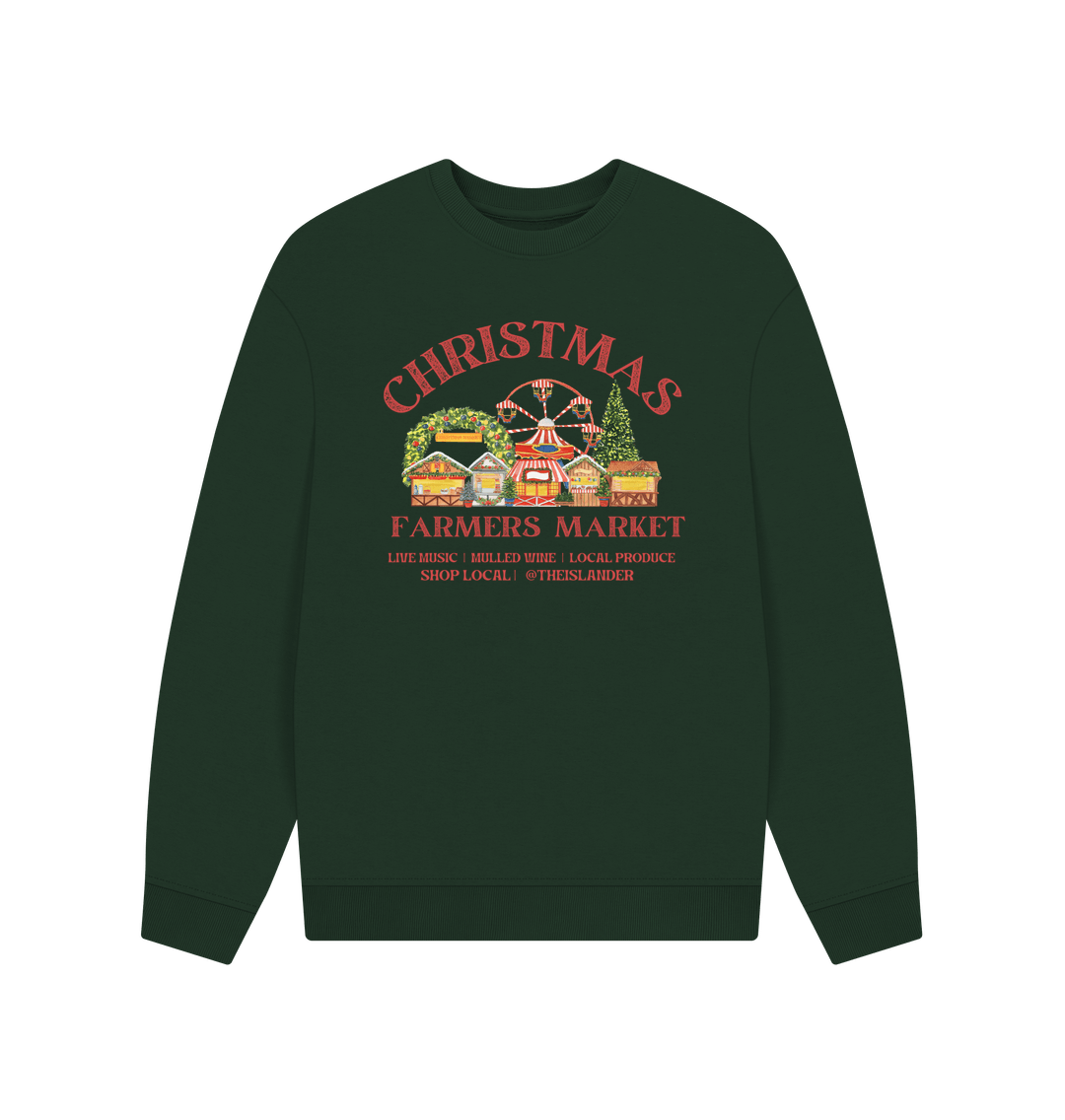 Evergreen Christmas Farmers Market - Shop Local - Unisex Oversized Style Sweatshirt