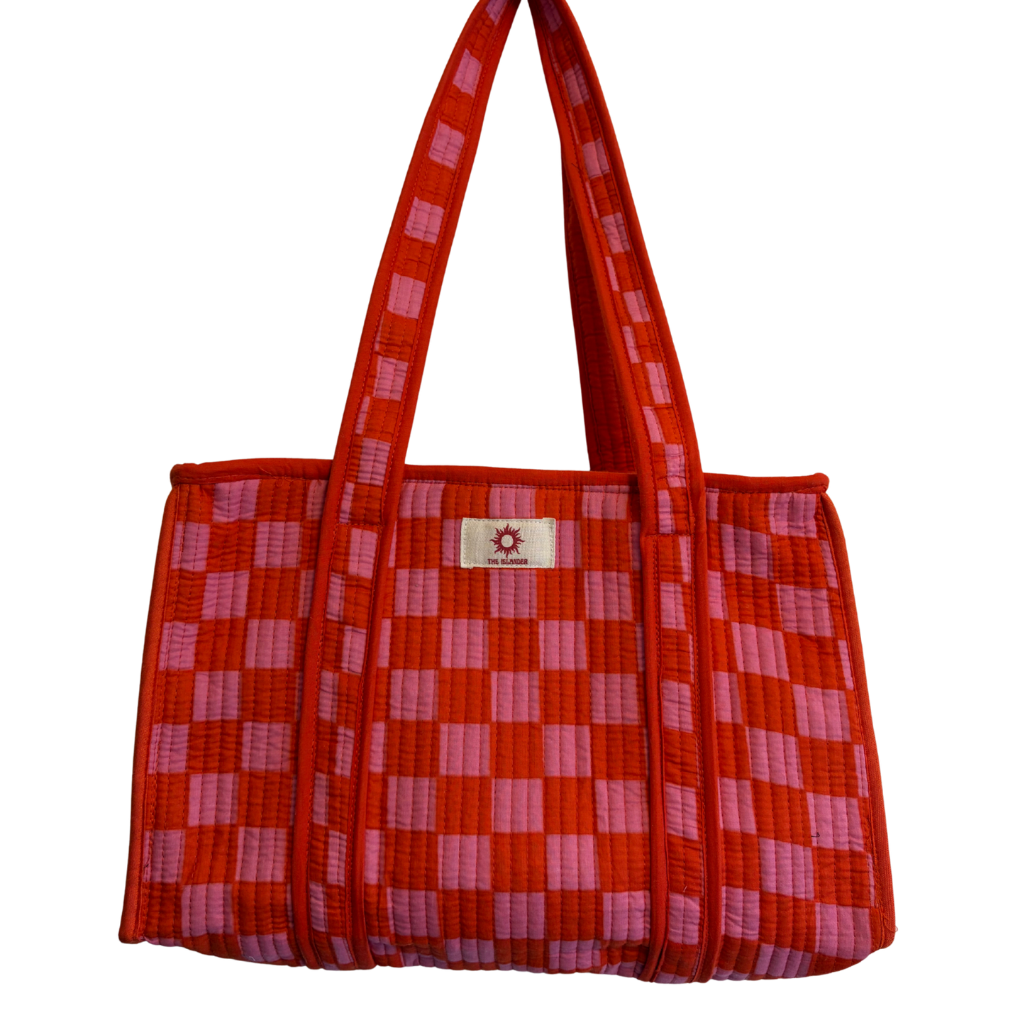 Pink Checkerboard Midi Tote