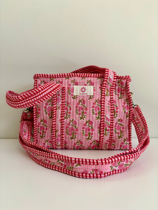 Spring Floral & Gingham Mini Tote Bag