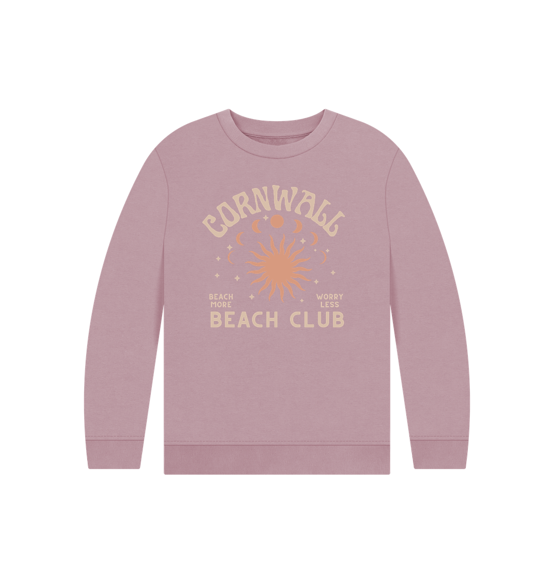 Mauve Cornwall Beach Club - Kids Sweatshirt - Organic Cotton