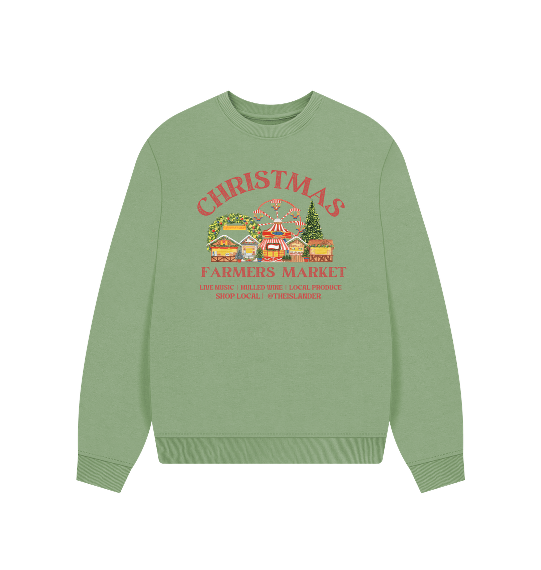 Sage Christmas Farmers Market - Women's Oversized Style Sweatshirt