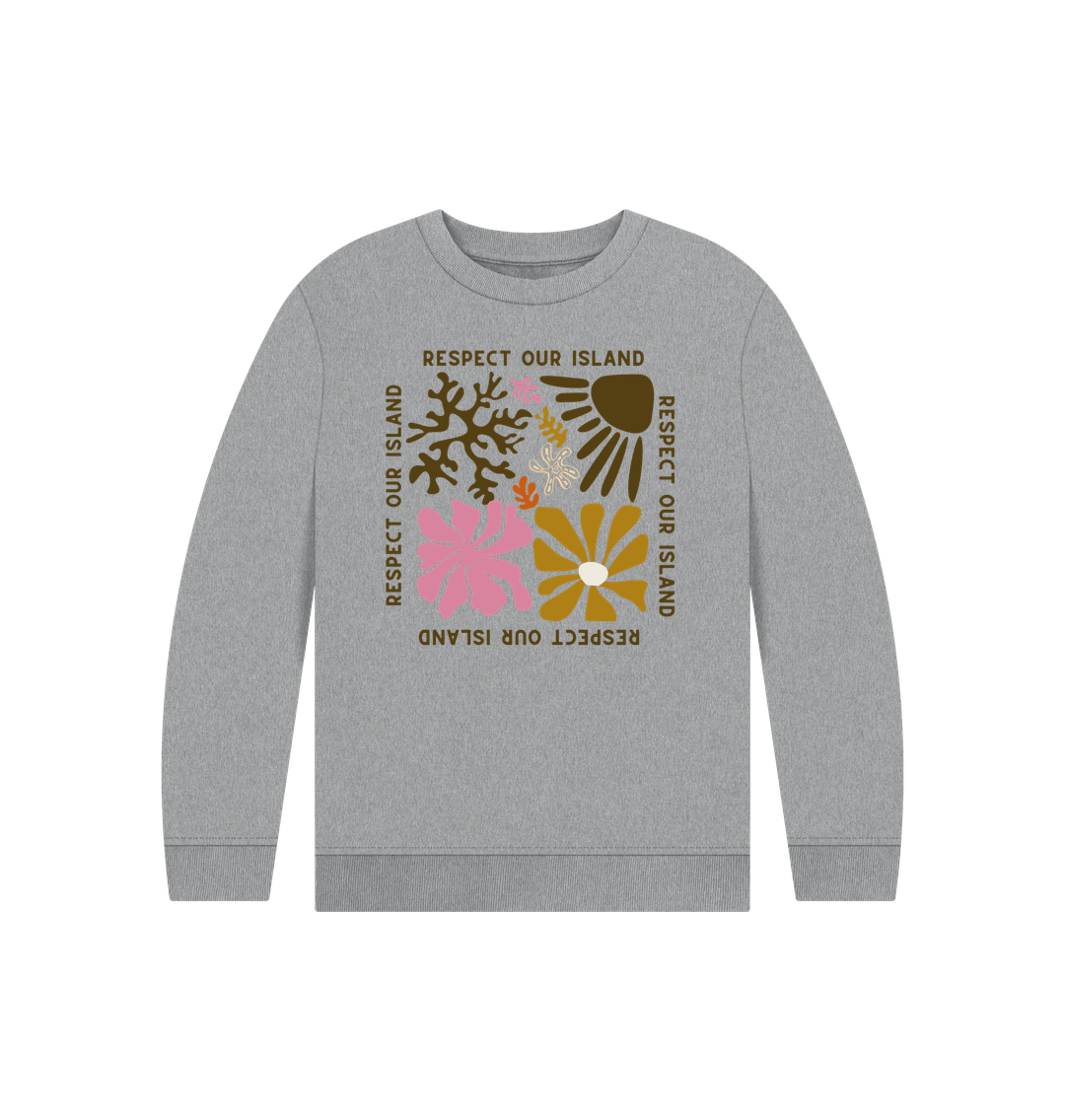 Athletic Grey Respect Our Island - Kids Sweatshirt - Organic Cotton